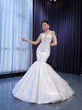 Vintage Lace Appliqued Mermaid Wedding Dresses with Long Sleeves 67514