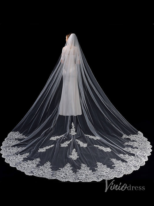 Vintage Lace Cathedral Veil Viniodress TS1913-Bridal Veil 2025 -Viniodress-Ivory-