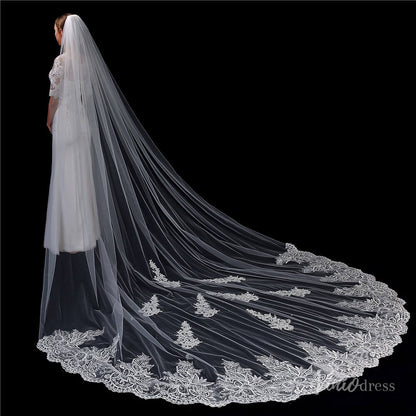 Vintage Lace Cathedral Veil Viniodress TS1913-Bridal Veil 2025 -Viniodress-Ivory-