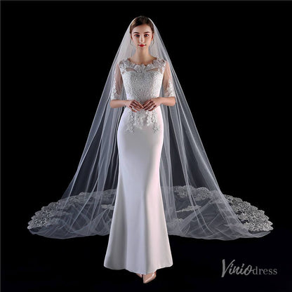 Vintage Lace Cathedral Veil Viniodress TS1913-Bridal Veil 2025 -Viniodress-Ivory-
