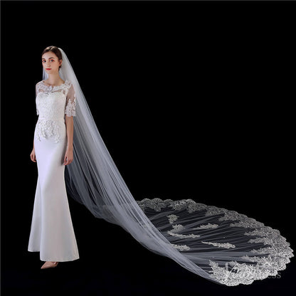 Vintage Lace Cathedral Veil Viniodress TS1913-Bridal Veil 2025 -Viniodress-Ivory-
