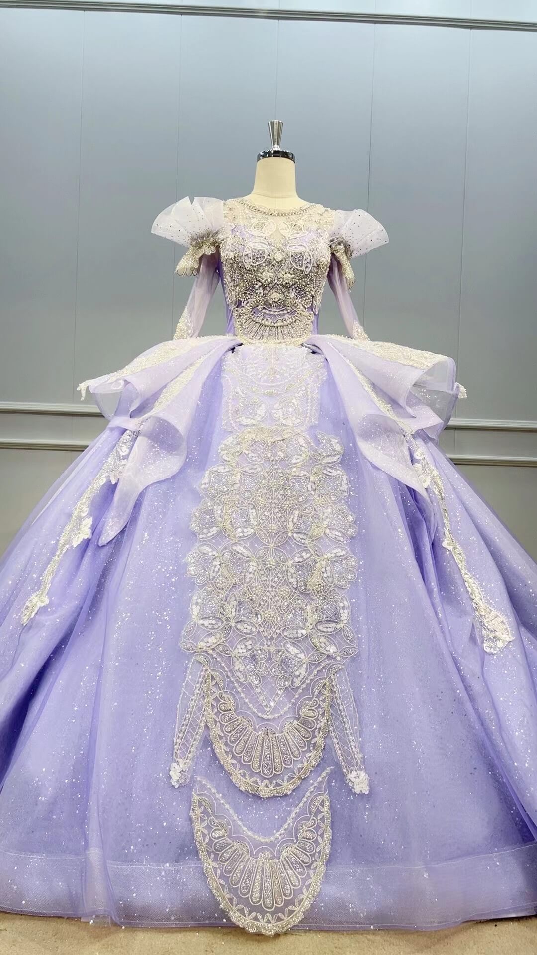 Vintage Lavender Wedding Gown Long Sleeve Debut Sweet 16 Dresses 51010-Quinceanera Dresses-Viniodress-Lavender-US 2-Viniodress