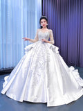 Vintage Layered Royal Wedding Dresses with Sleeves 67329 Viniodress
