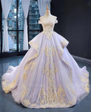 <transcy>Vestidos de fiesta de princesa lila vintage Vestidos de quinceañera de encaje dorado FD1088</transcy>