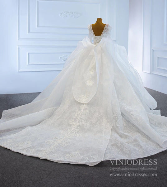 Vintage Long Sleeve Wedding Dresses Haute Couture Princess Wedding Gow ...