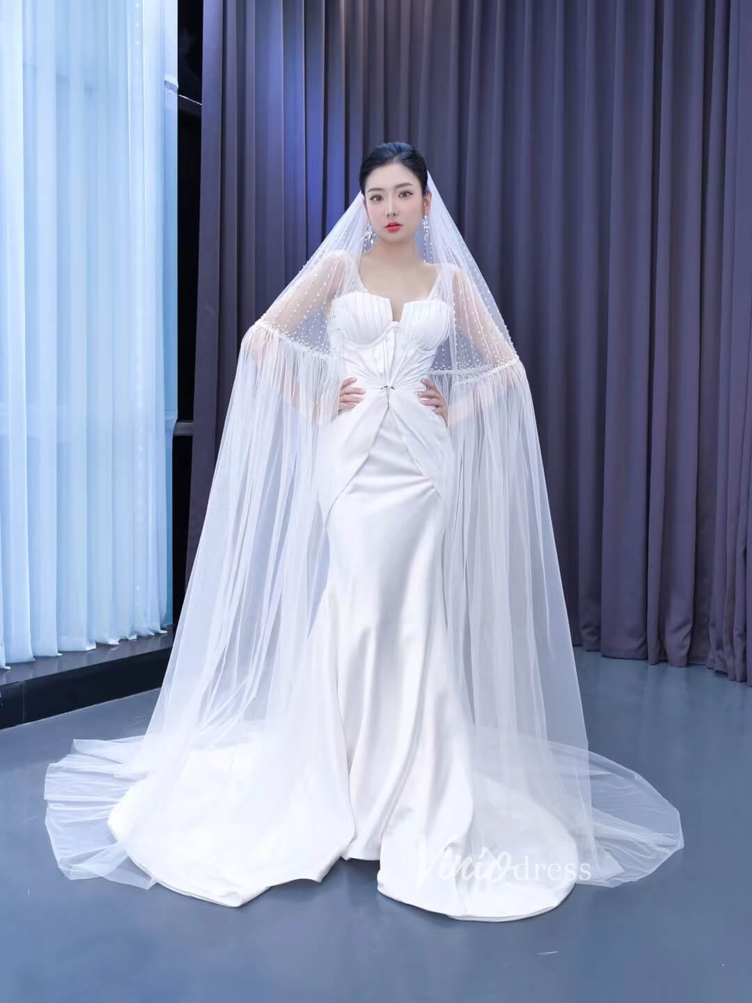 Vintage Mermaid Satin Wedding Dresses 67502-wedding dresses 2025 -Viniodress-Ivory-Custom Size-