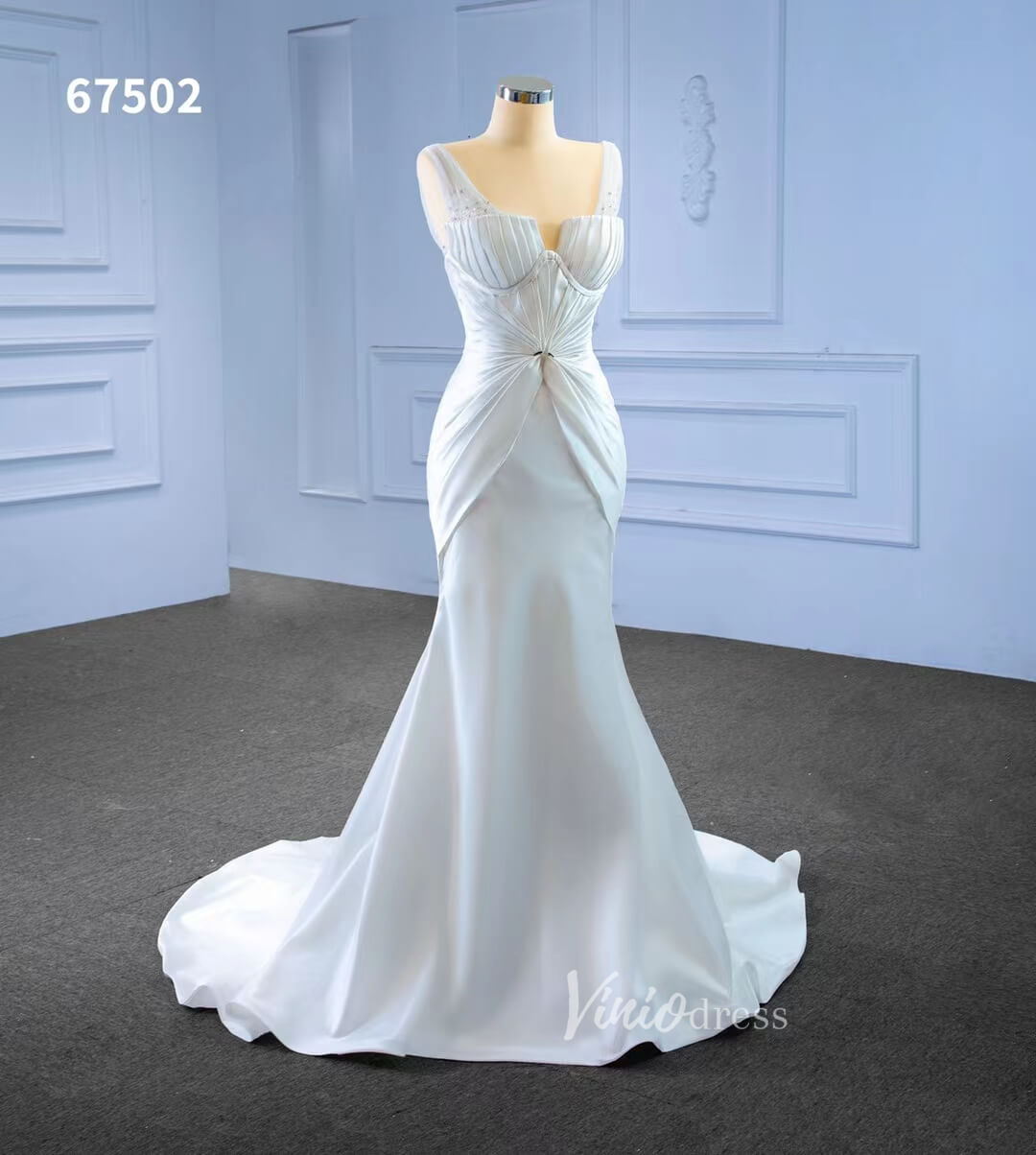 Vintage Mermaid Satin Wedding Dresses 67502-wedding dresses 2025 -Viniodress-Ivory-Custom Size-