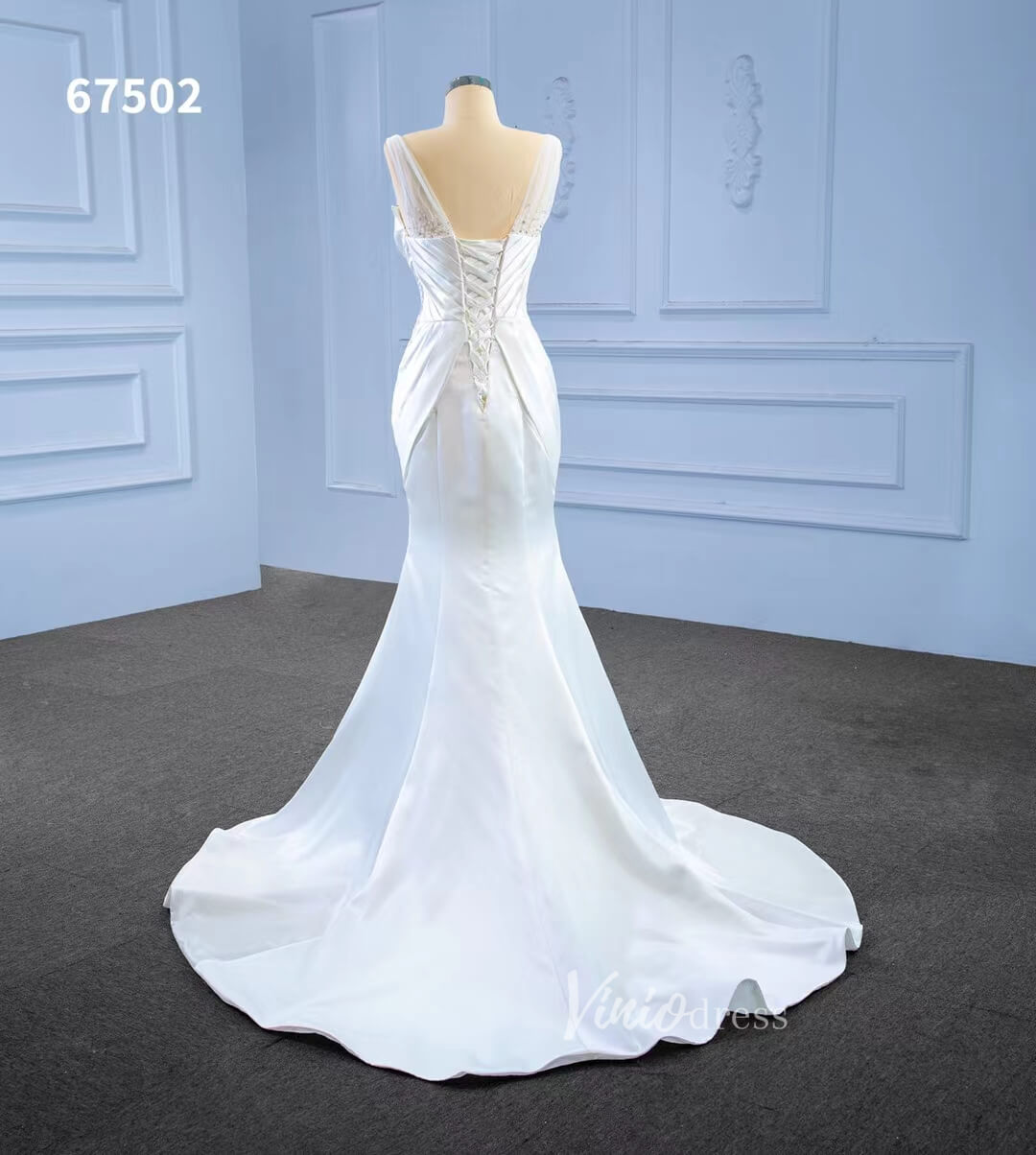 Vintage Mermaid Satin Wedding Dresses 67502-wedding dresses 2025 -Viniodress-Ivory-Custom Size-
