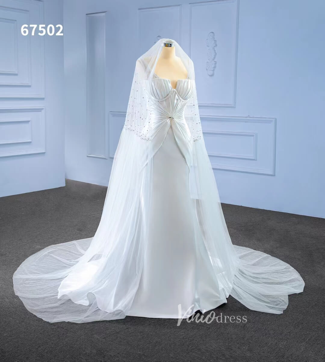 Vintage Mermaid Satin Wedding Dresses 67502-wedding dresses 2025 -Viniodress-Ivory-Custom Size-