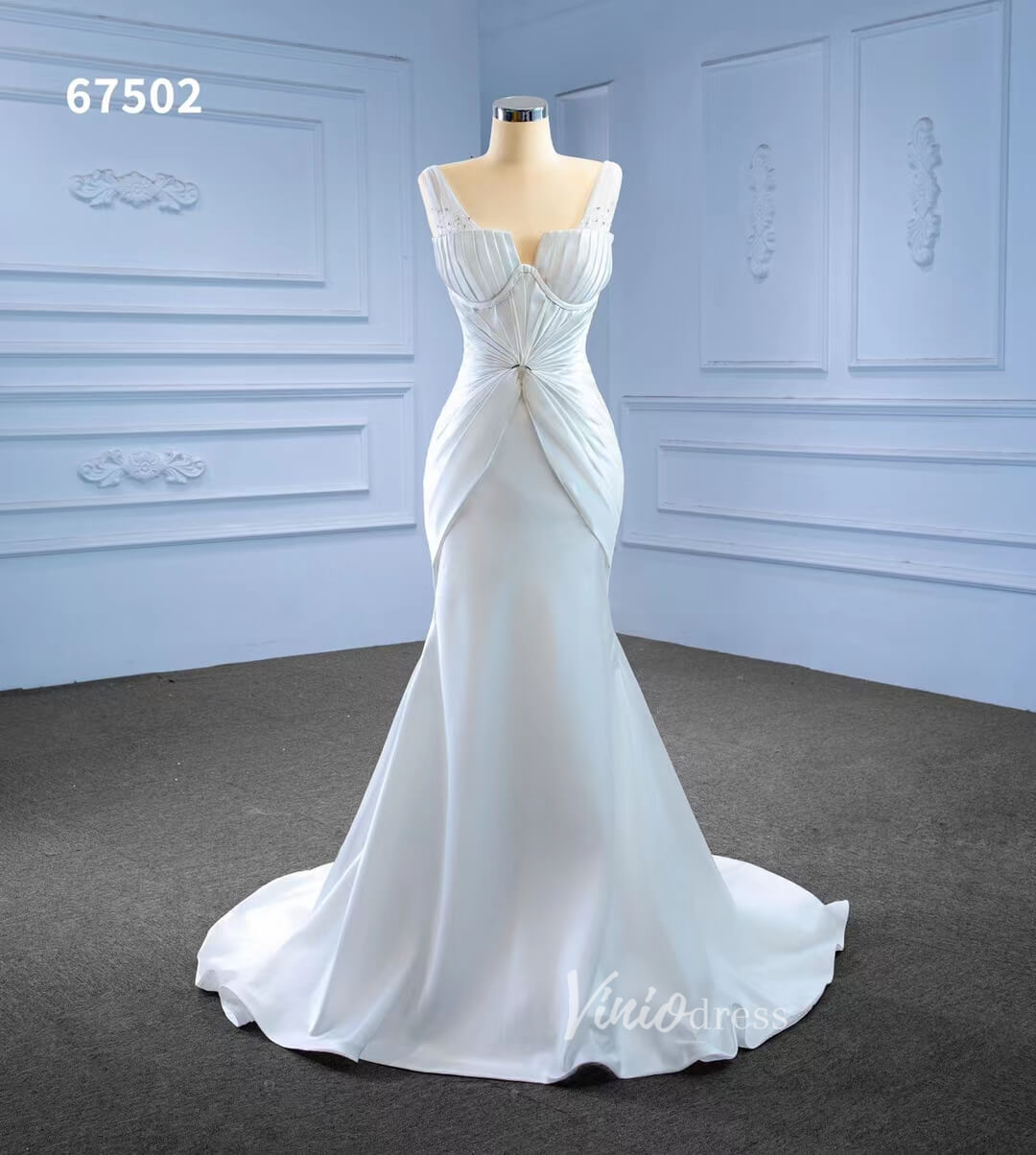 Vintage Mermaid Satin Wedding Dresses 67502-wedding dresses 2025 -Viniodress-Ivory-Custom Size-