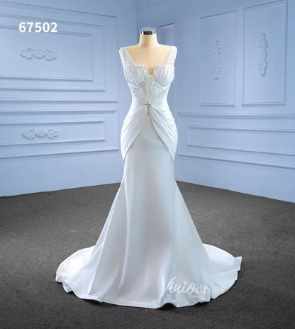 Vintage Mermaid Satin Wedding Dresses 67502-wedding dresses 2025 -Viniodress-Ivory-Custom Size-