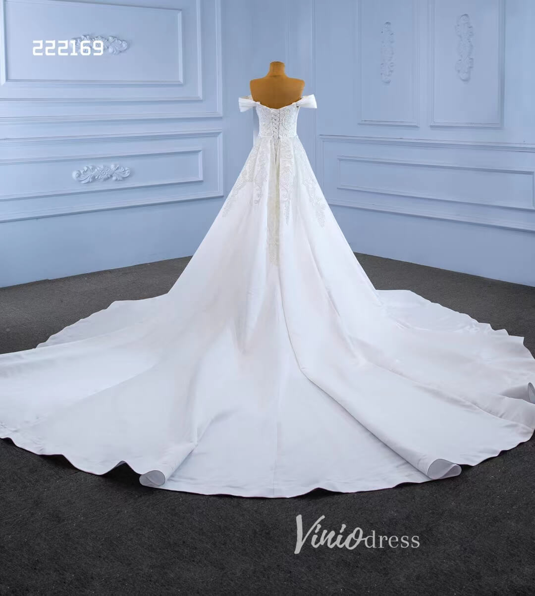 Vintage Mermaid Satin Wedding Dresses with Removable Overskirt 222169-wedding dresses 2025 -Viniodress-Ivory-Custom Size-