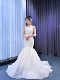 Vintage One Shoulder Lace Mermaid Wedding Dresses 67187