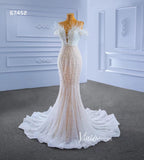 Vestidos de novia de sirena con perlas vintage, vestido de novia con cuentas de lujo 67452