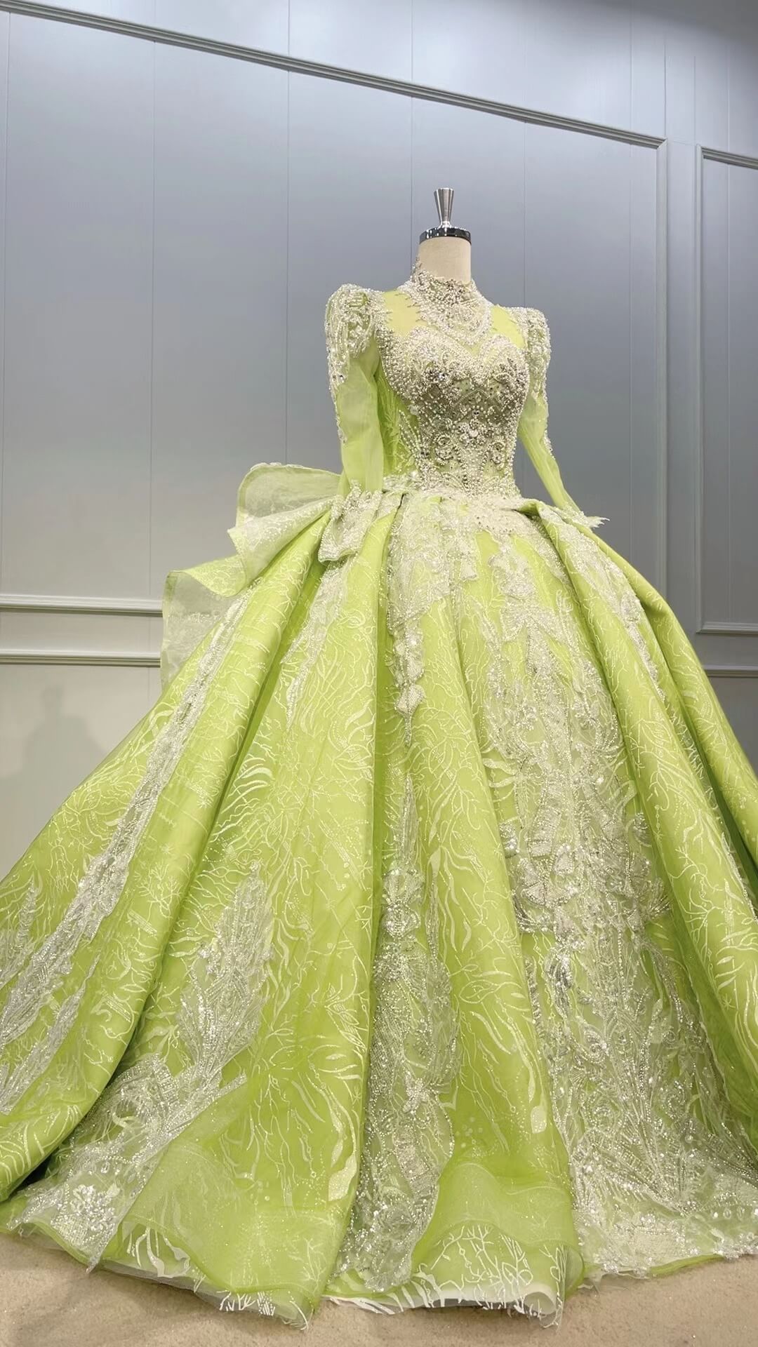 Vintage Yellow Green Wedding Dresses Long Sleeve Ball Gowns 51011-Quinceanera Dresses-Viniodress-Yellow-US 2-Viniodress