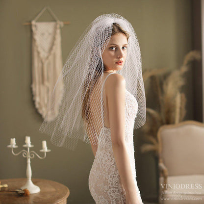 Waist Length Mesh Veil-Accessories 2025 -Viniodress-Ivory-