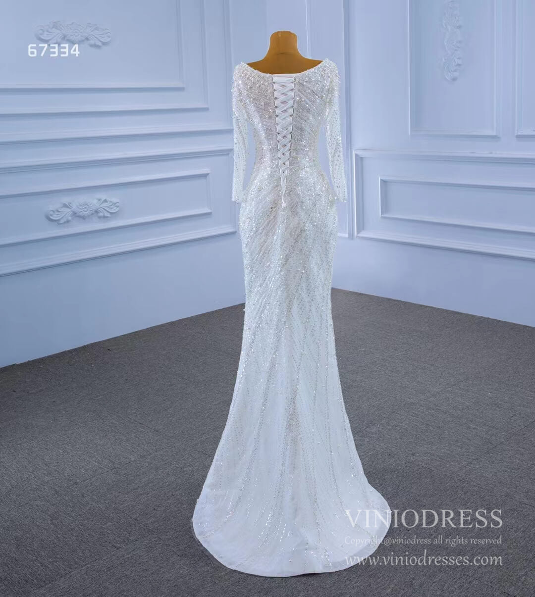 Beaded Sheath Wedding Dress with Removable Overskirt Viniodress-wedding dresses-Viniodress-Viniodress