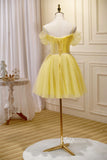 Yellow Tulle Hoco Dresses Spaghetti Strap Graduation Dresses SD1536-Dresses-Viniodress-Viniodress